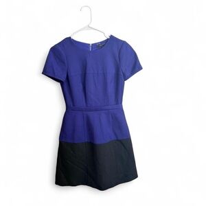 Minimalist office BCBGMAXAZRIA Blue Black Colorblock Dress Size 4